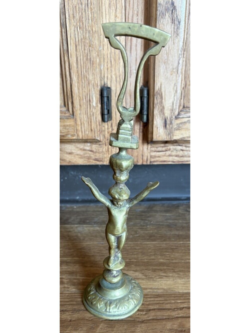 Vintage Brass Figural Cherub Child Business Card Or Name Place Holder